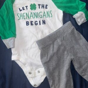 Carter's White Bodysuit with Green Raglan and Navy Text